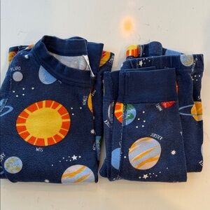 Hanna Andersson Kids Space Pajama Set - Navy and Yellow